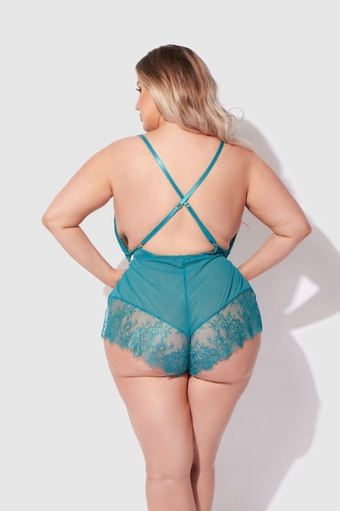 Plus size Mila mesh and eyelash romper