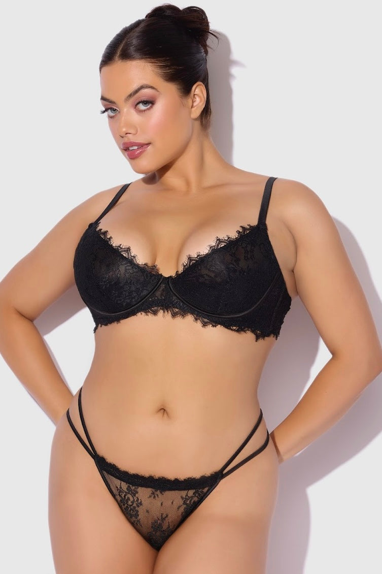 Plus size Jocelyn push up bra and thong set