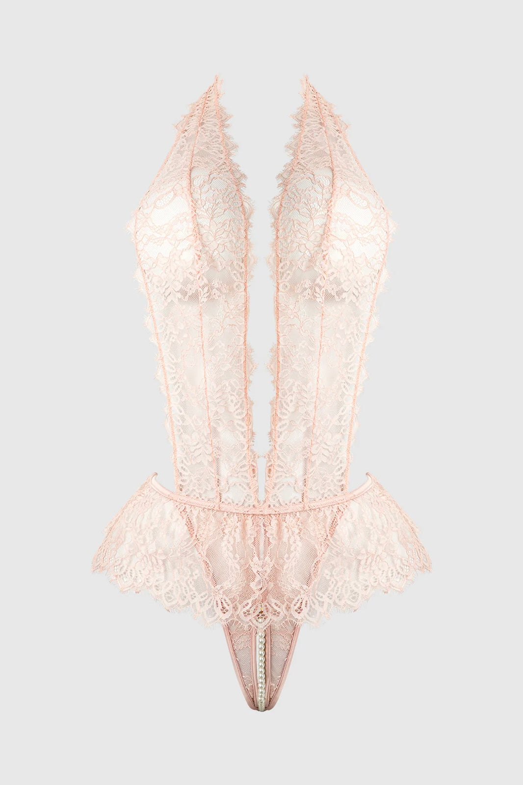Plus size Jocelyn lace and pearl teddy