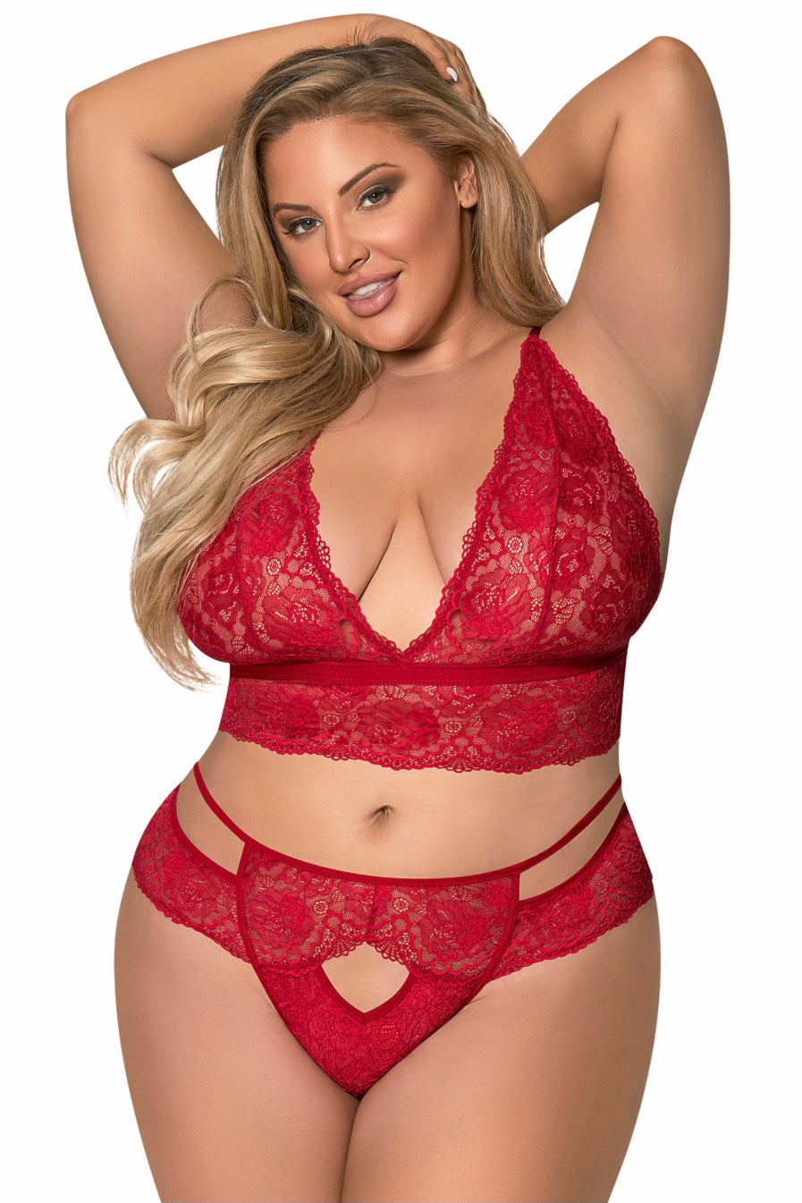 Bra &amp; Panty Set Sugar spice red - Curvynlingerie Plus Size 