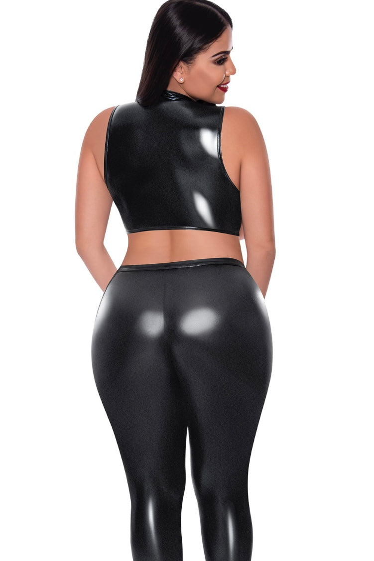 Open Vest &amp; Leggings - Curvynlingerie Plus Size 