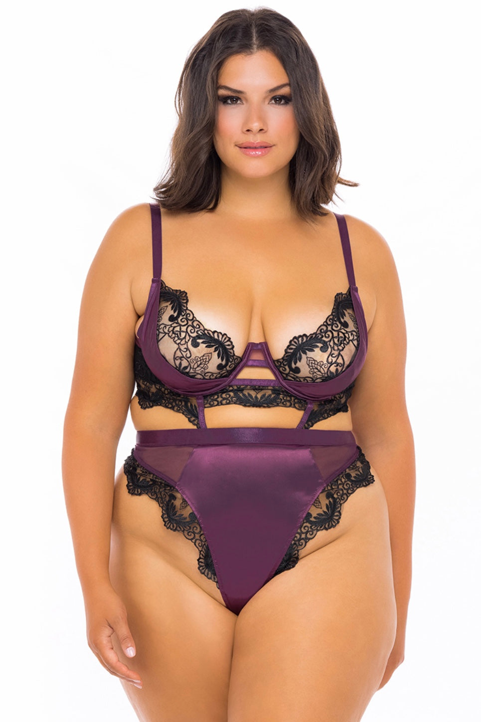 Cadence underwire teddy - Curvynlingerie Plus Size 