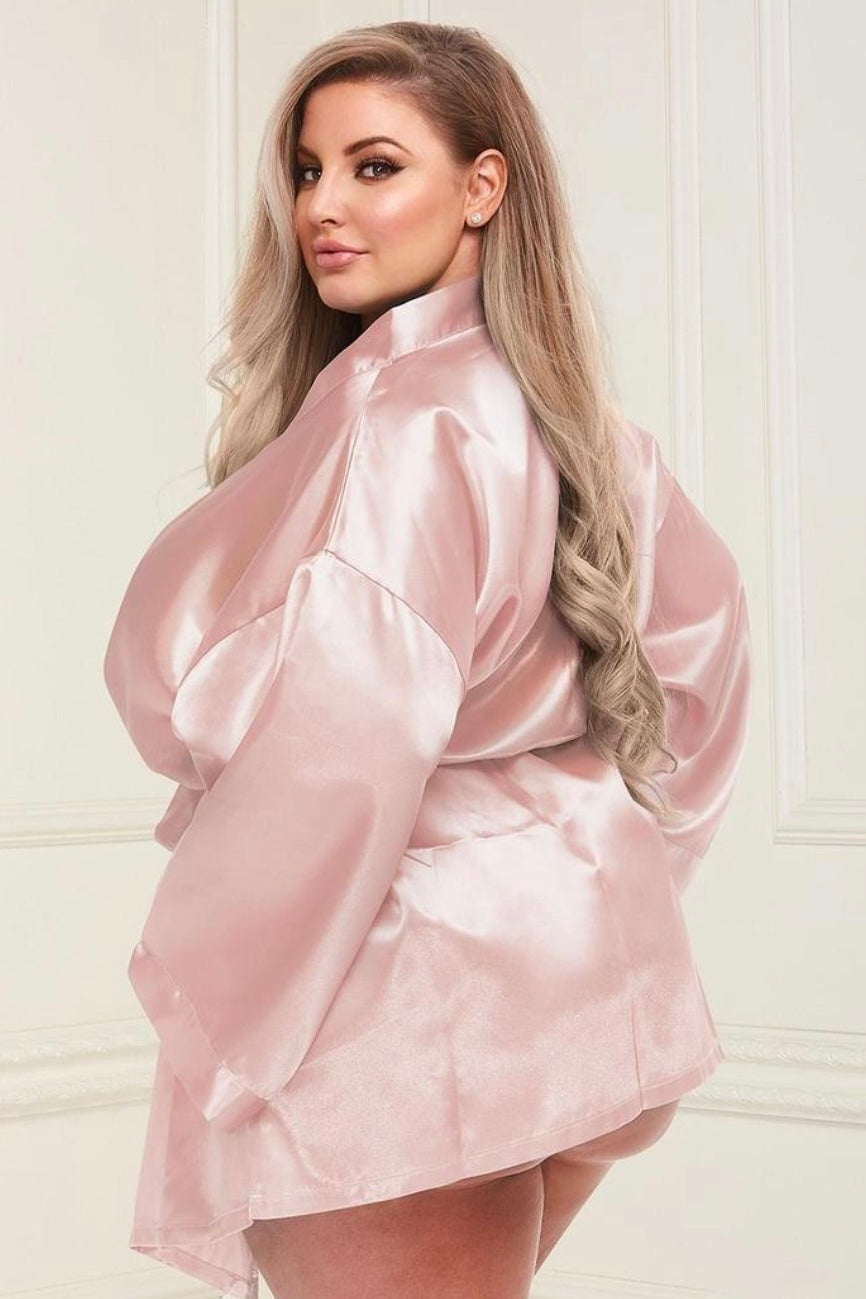 All satin robe Gold - Curvynlingerie Plus Size 