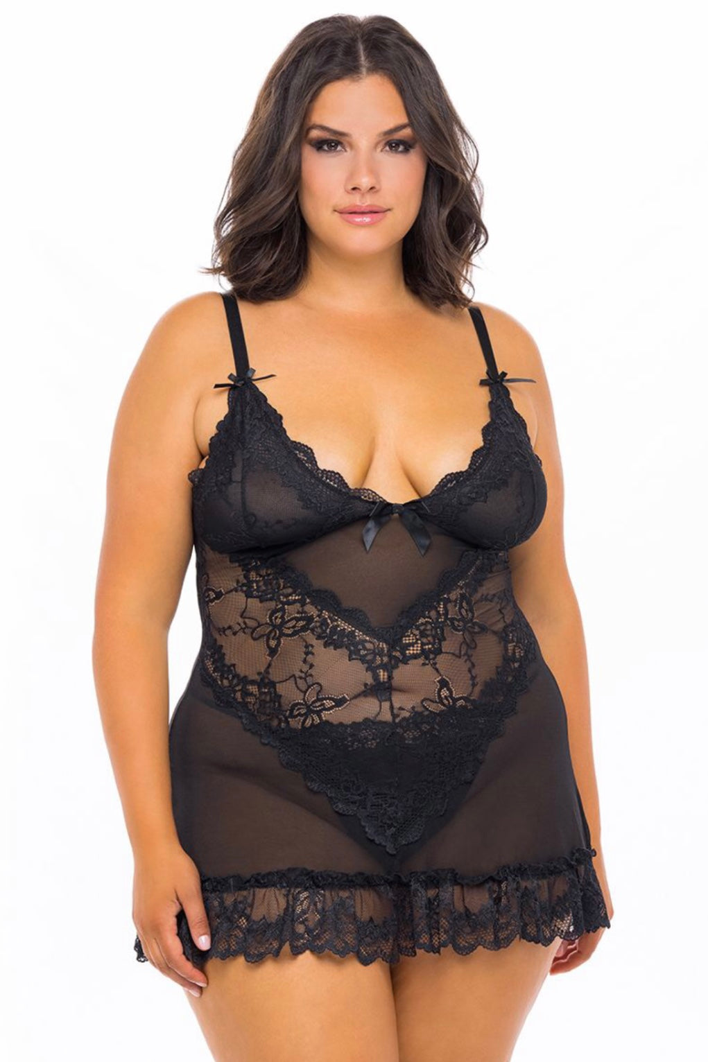 Valentine babydoll black - Curvynlingerie Plus Size 