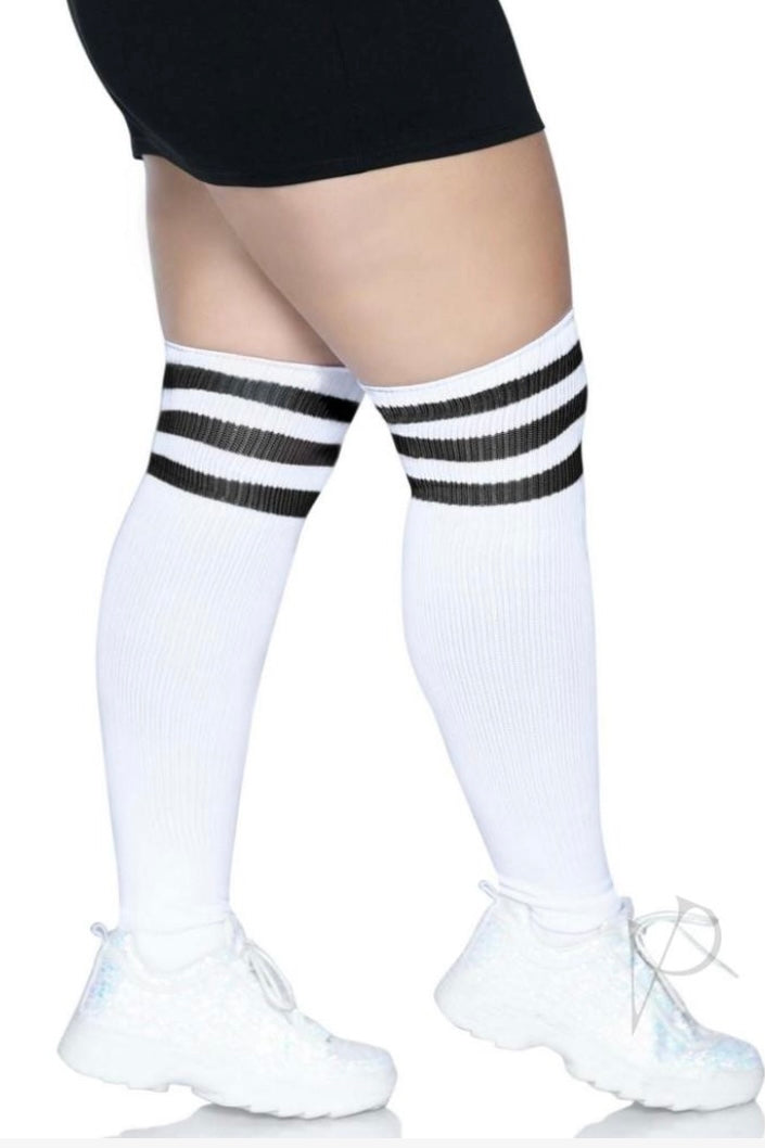 Athletic Socks White-Black - Curvynlingerie Plus Size 