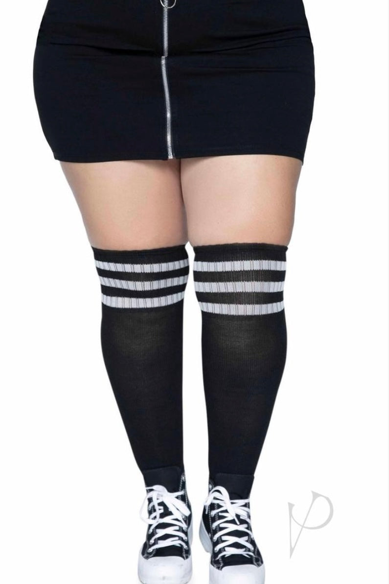 Athletic Socks Black//White - Curvynlingerie Plus Size 