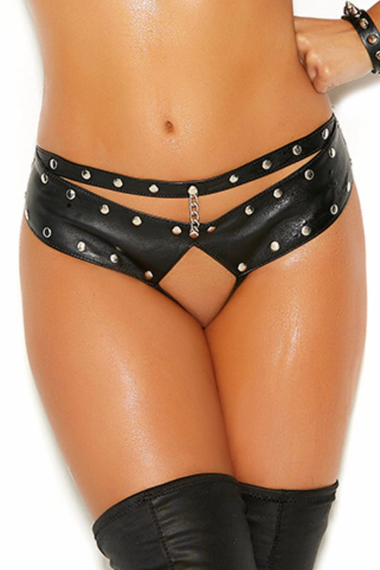 Crotchless panty with nail heads. - Curvynlingerie Plus Size 