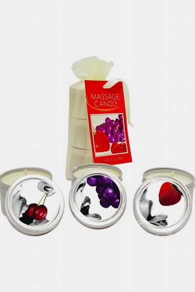 Edible Candle Threesome Round Massage Oil Candles - Massage oil candle - Curvynlingerie Plus Size 