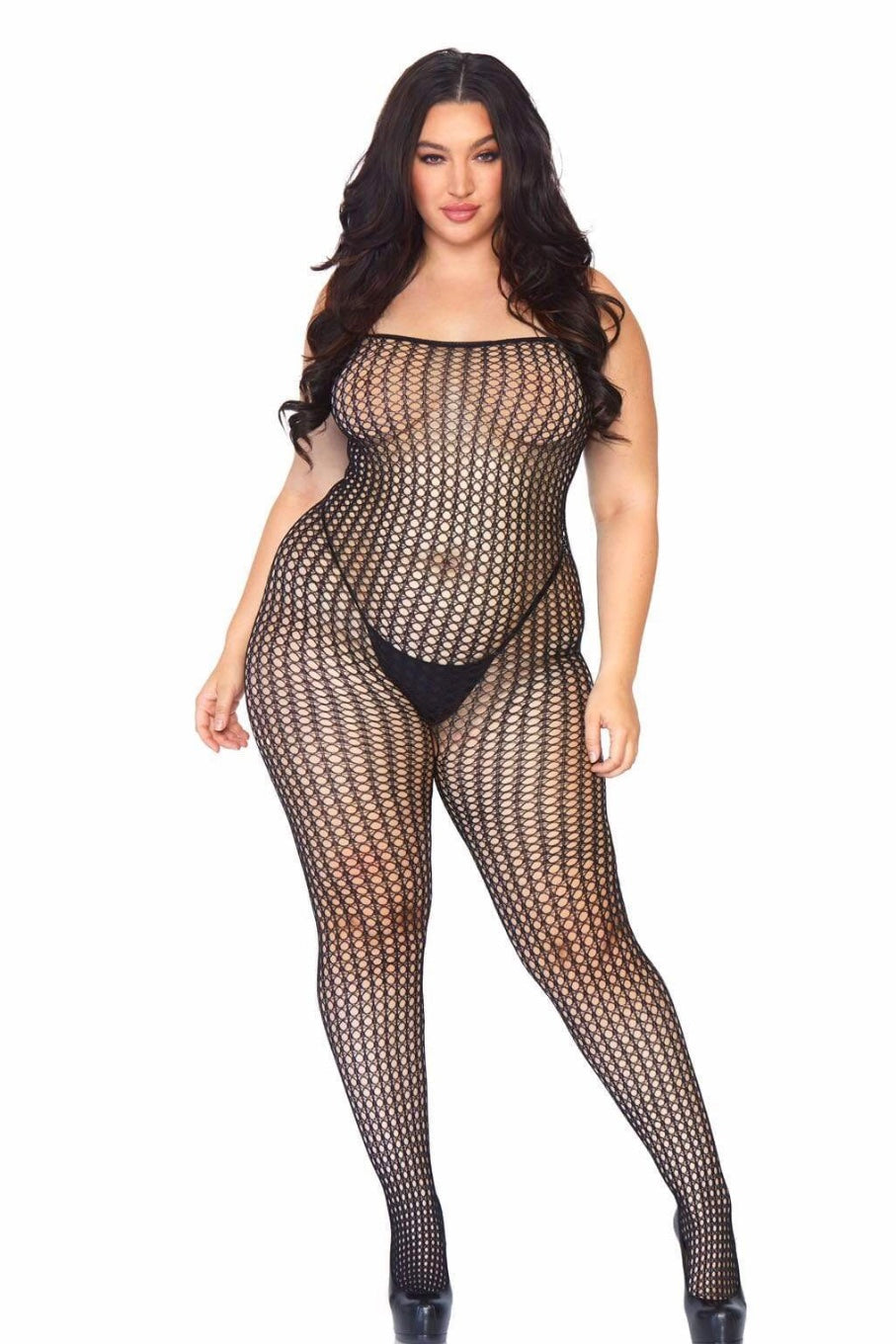 Seamless Crochet Net Bodystocking - Curvynlingerie Plus Size 