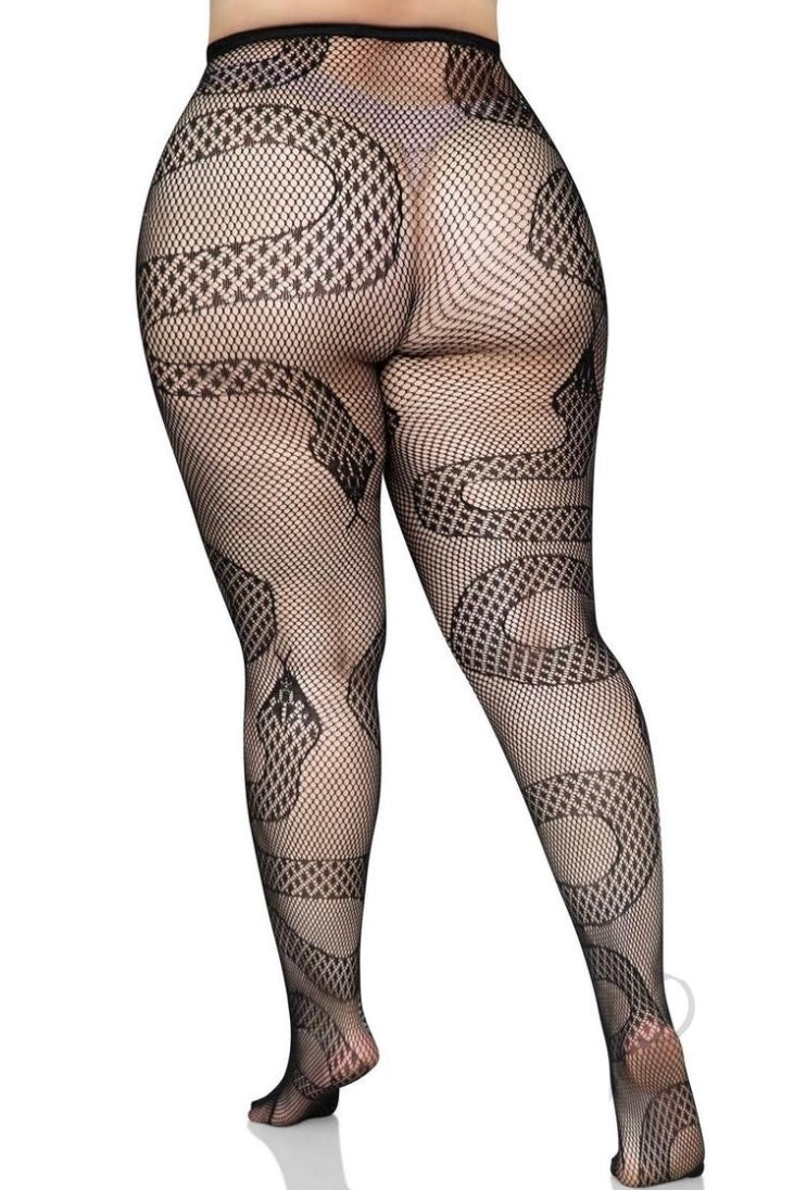 Snake Net Tights. - Curvynlingerie Plus Size 