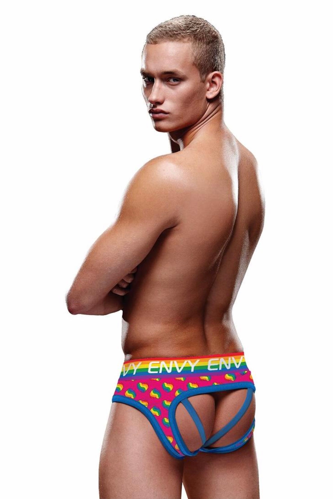 Rainbow hearts bubble butt jock - Curvynlingerie Plus Size 