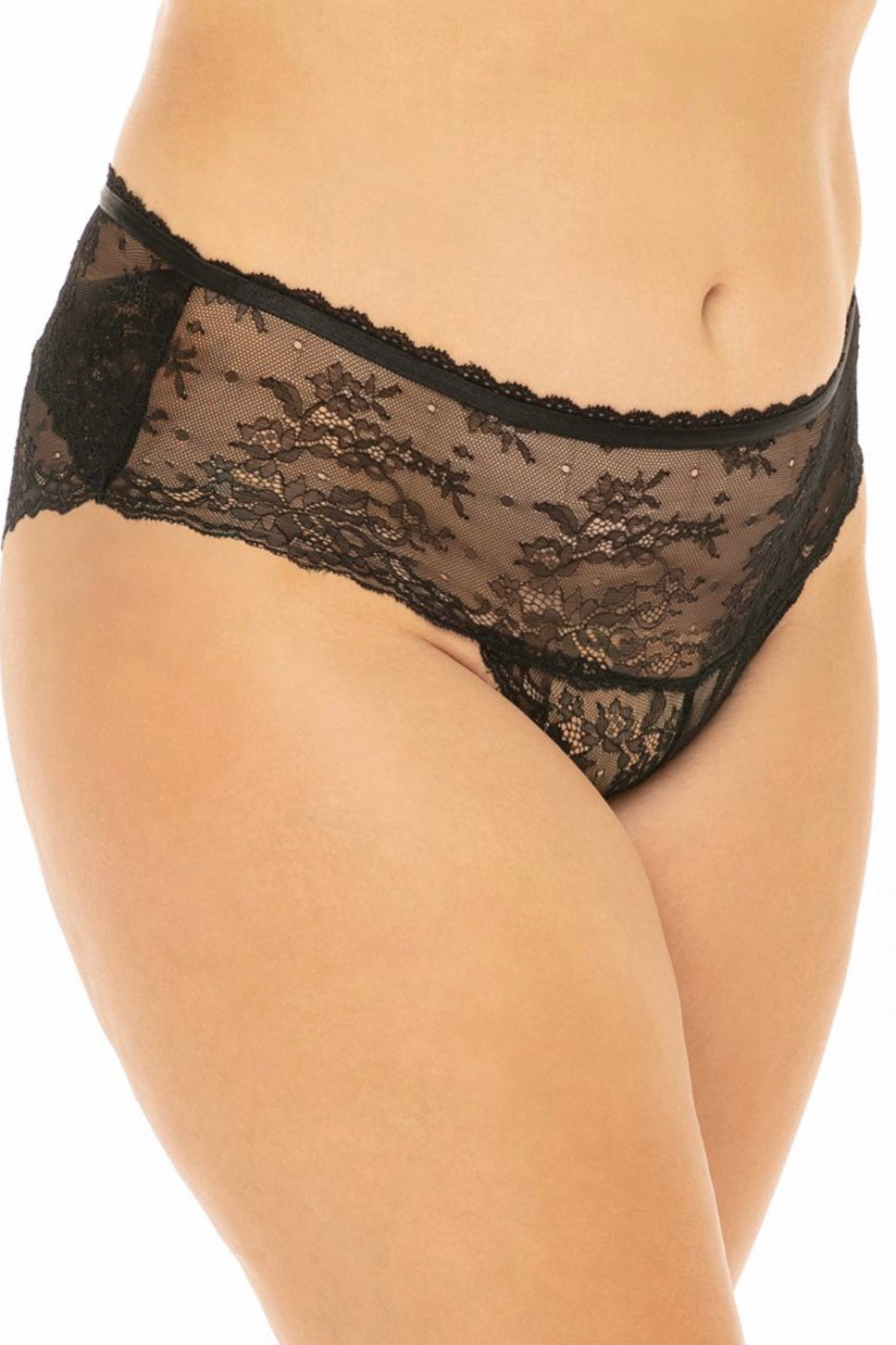 Stretch lace panty black - Curvynlingerie Plus Size 