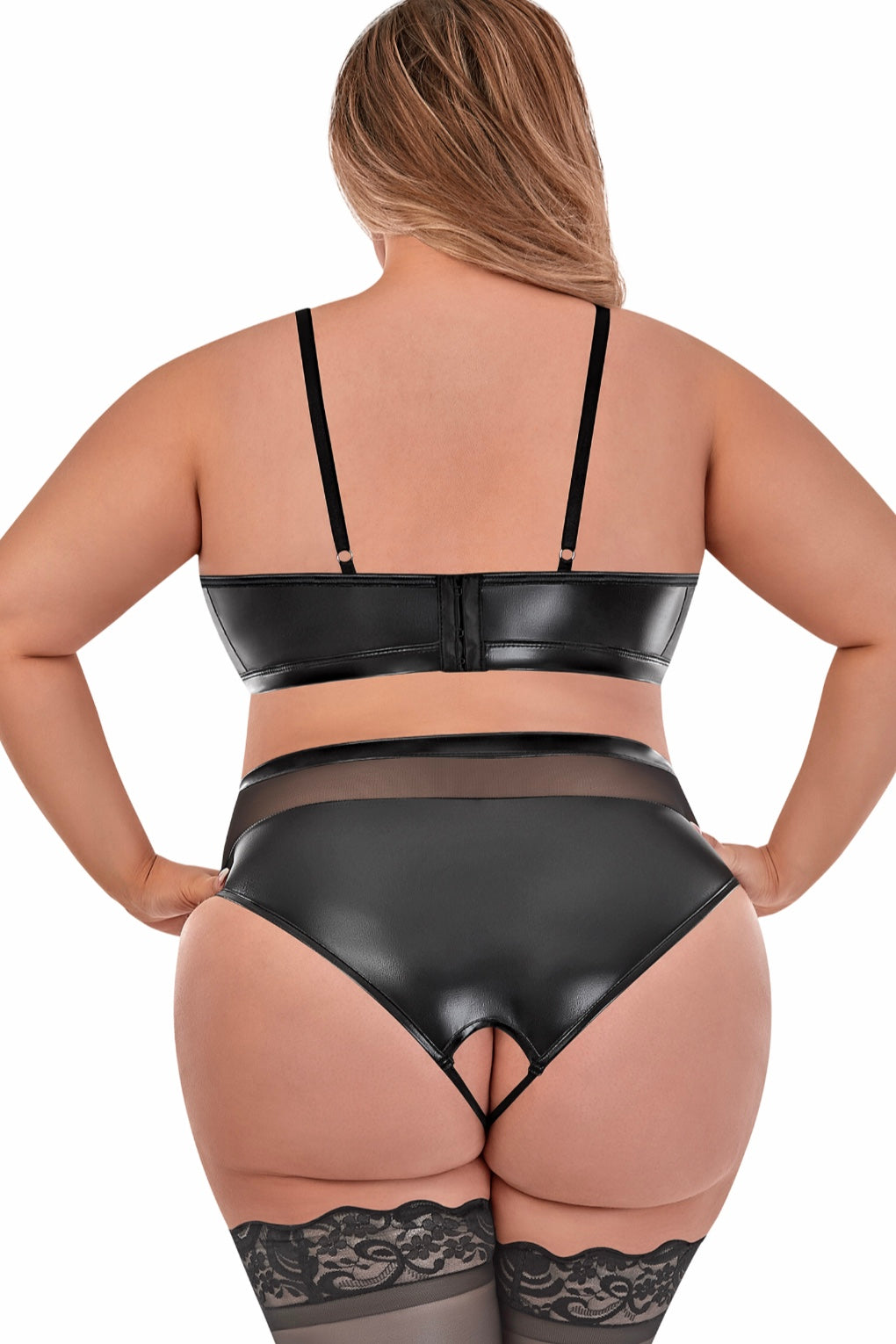 Bralette and Crotchless high panty - Curvynlingerie Plus Size 