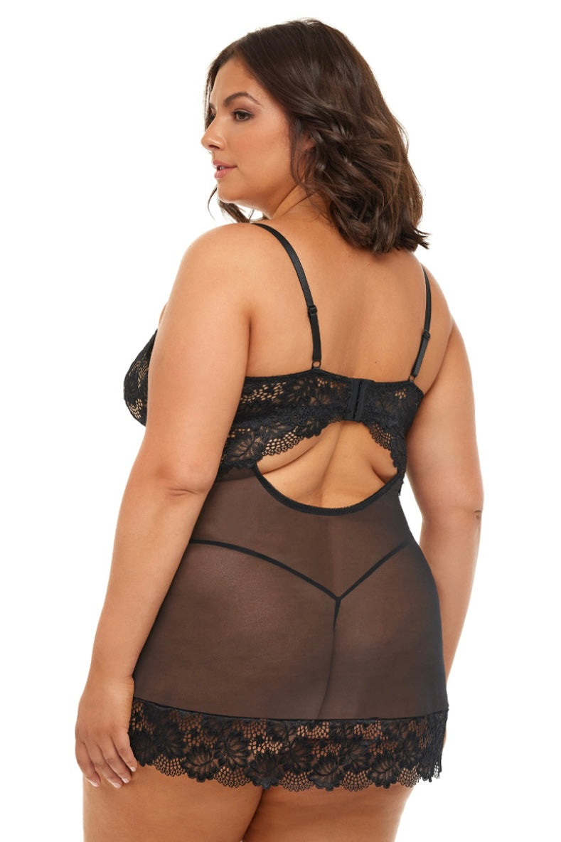 Page babydoll black - Curvynlingerie Plus Size 