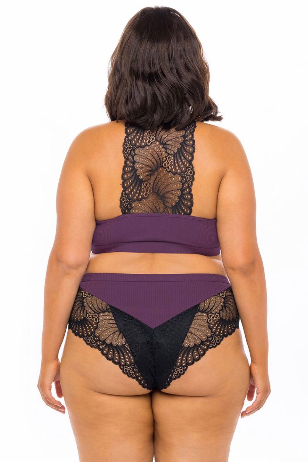 Bralette and boy short Italian plum - Curvynlingerie Plus Size 