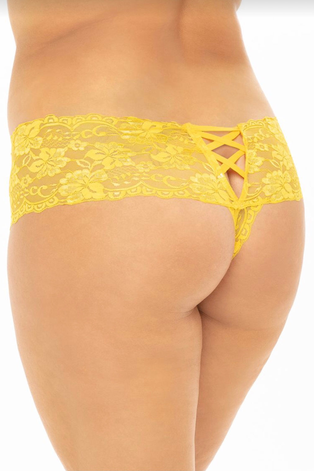 Kiss boyshort yellow - Curvynlingerie Plus Size 