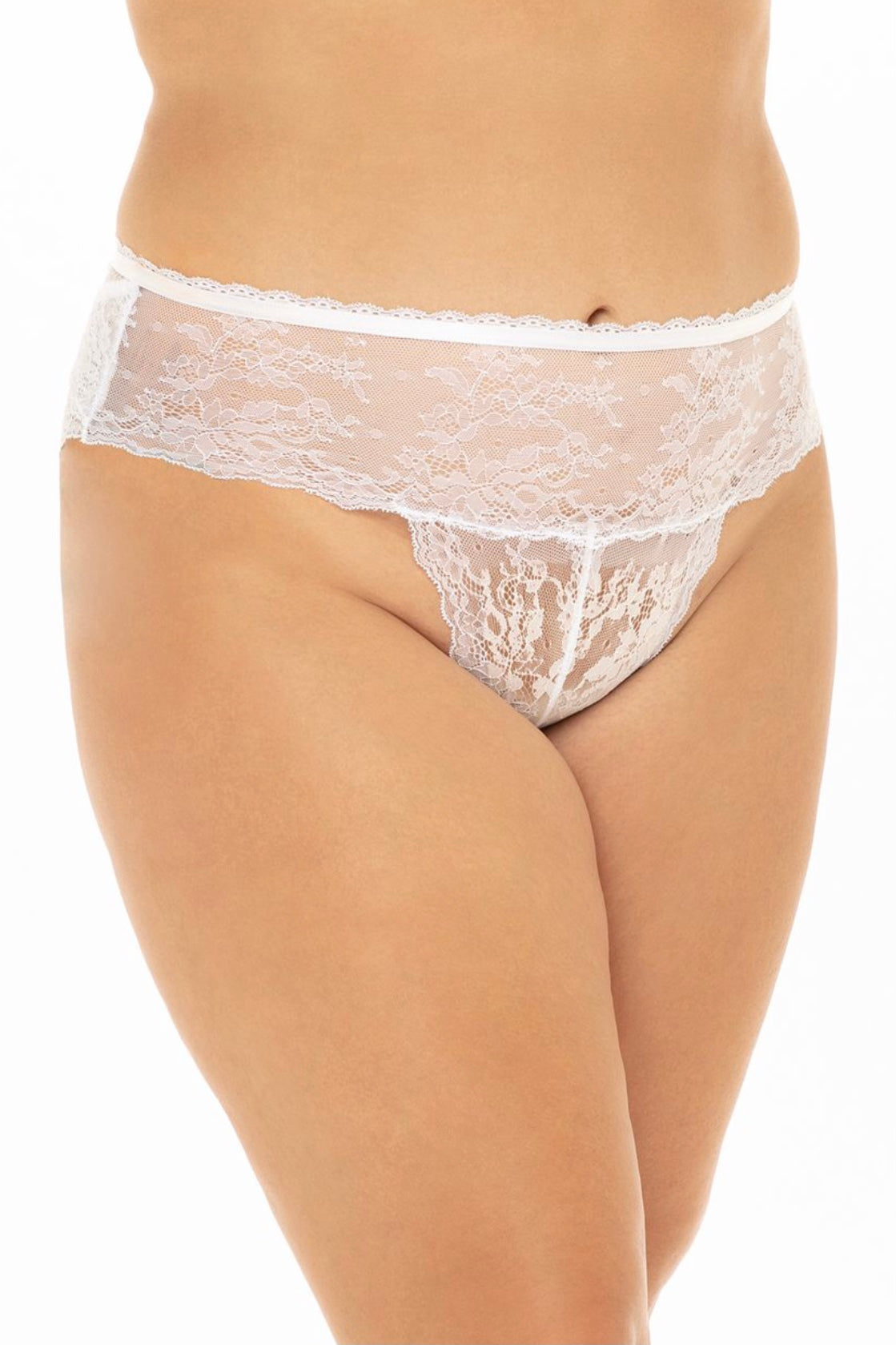 Stretch lace panty white - Curvynlingerie Plus Size 