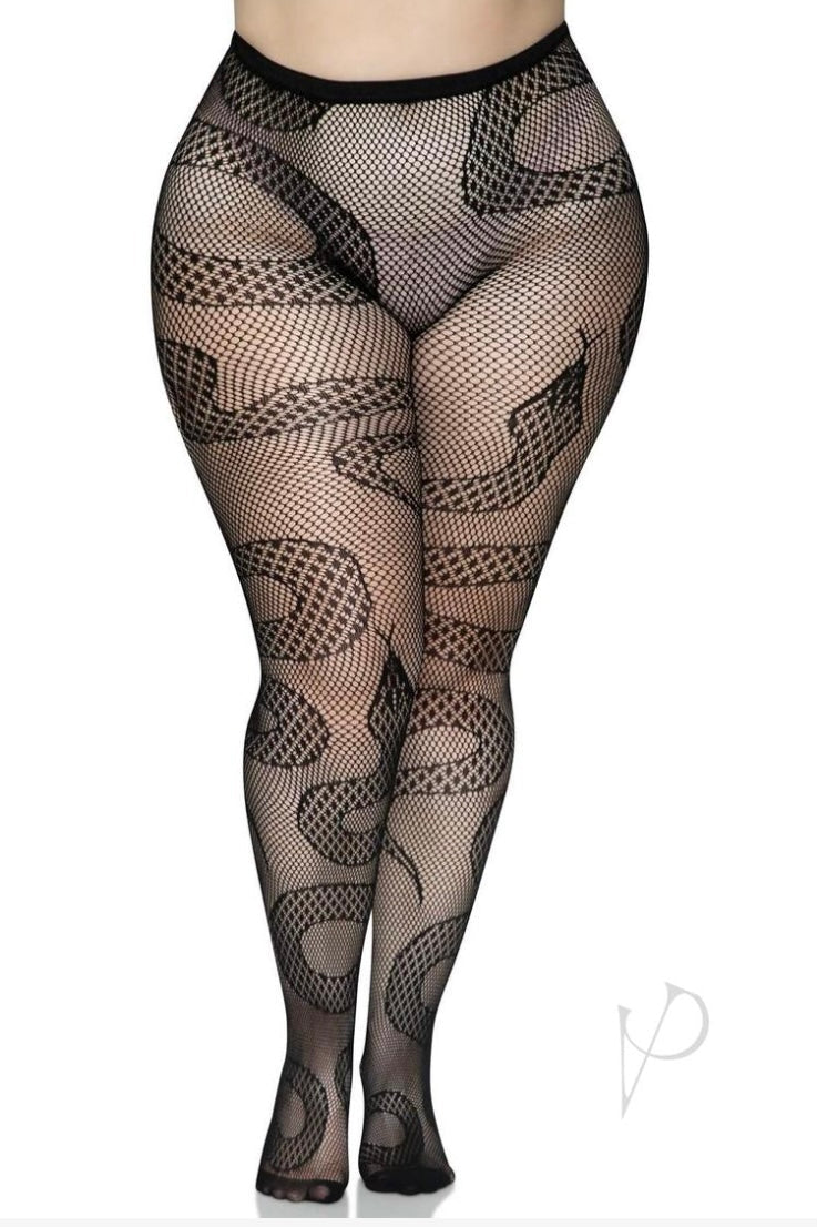 Snake Net Tights. - Curvynlingerie Plus Size 