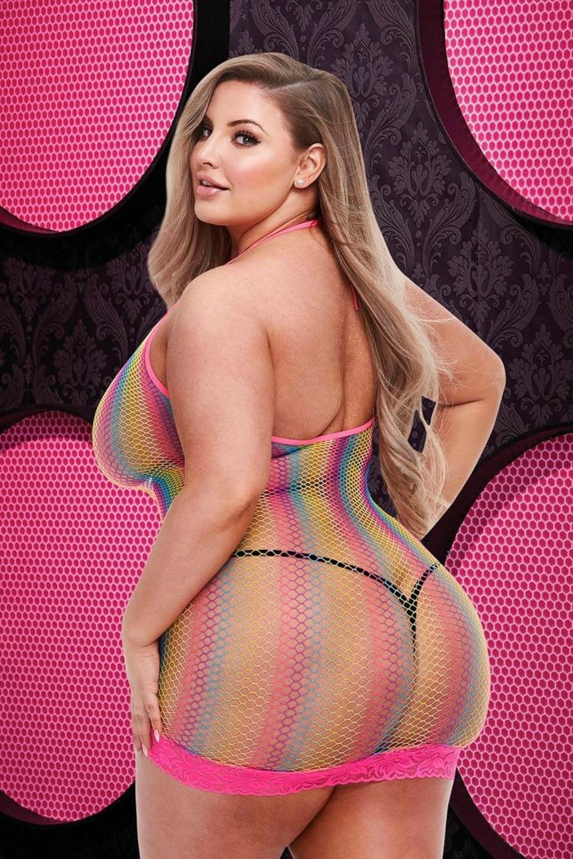 Sexy mini dress rainbow - Curvynlingerie Plus Size 