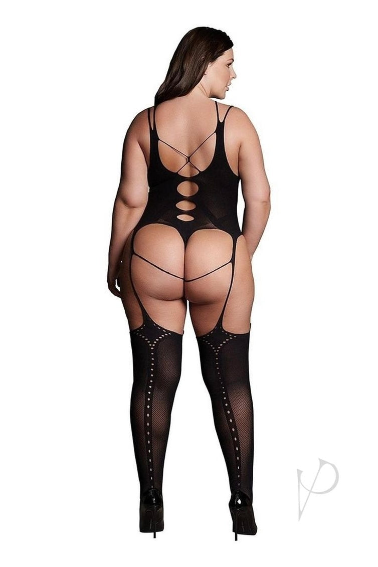 Bodystocking with Open Cups - Curvynlingerie Plus Size 