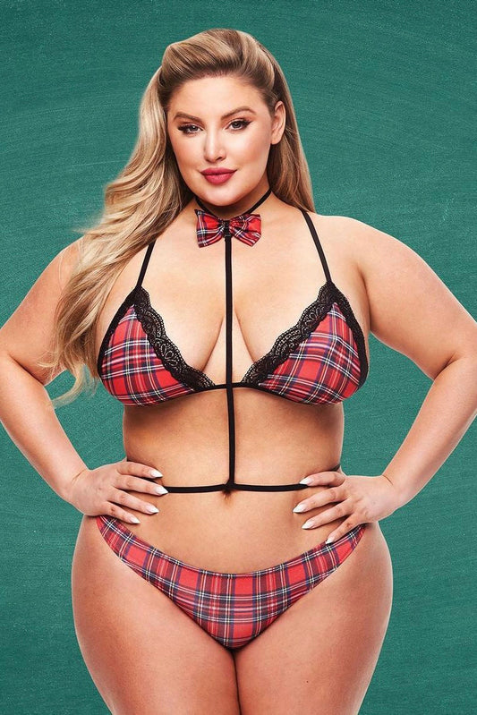 3 PC BADDIE SCHOOLGIRL SET - Curvynlingerie Plus Size