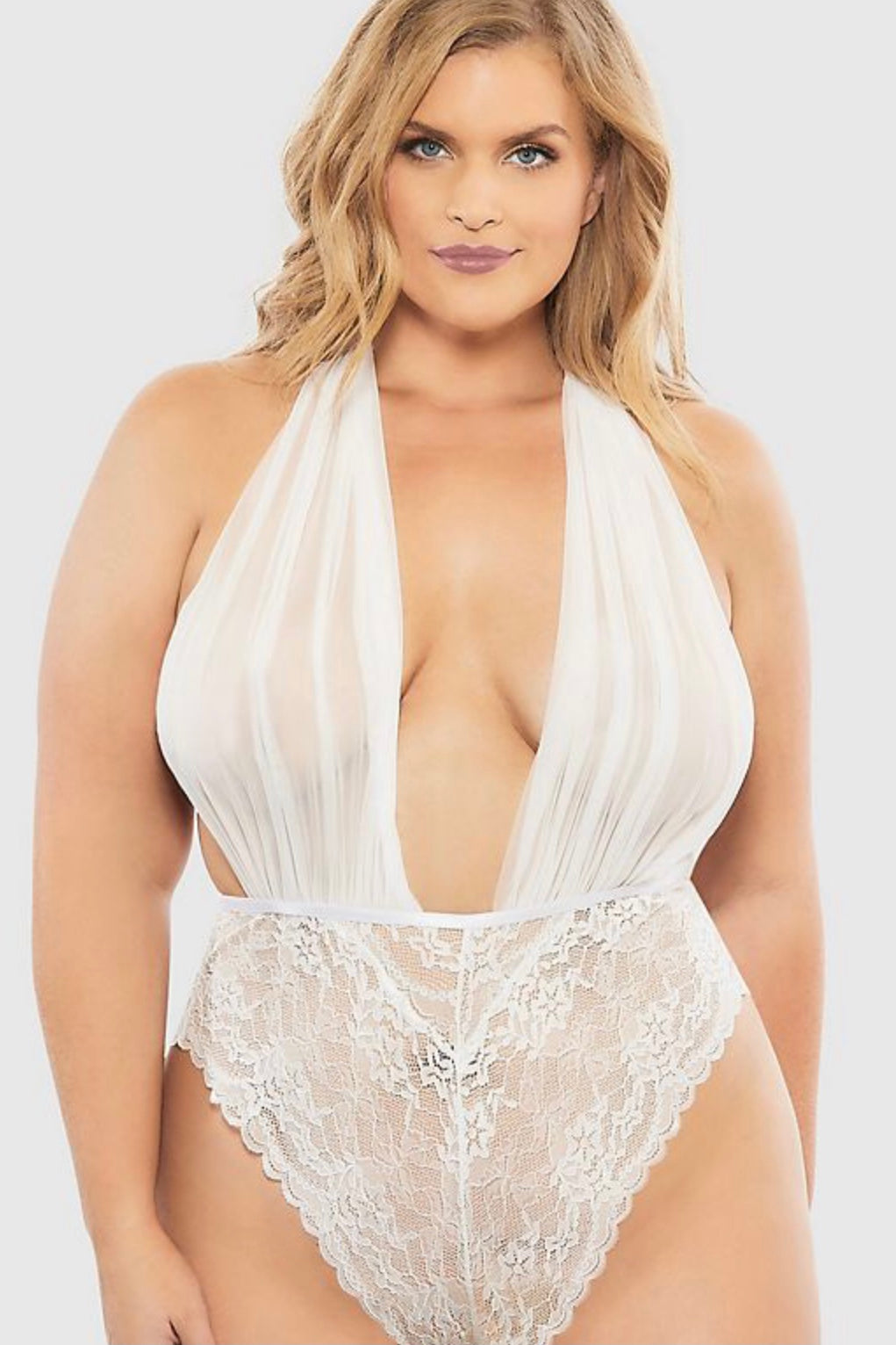 Aria teddy white - Curvynlingerie Plus Size 