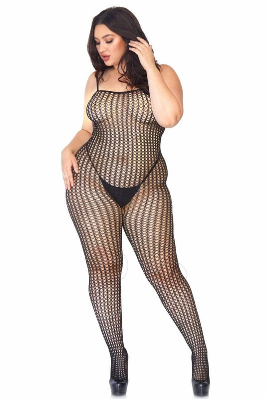 Seamless Crochet Net Bodystocking - Curvynlingerie Plus Size 