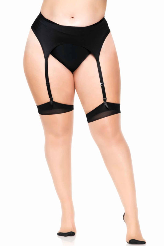 Two Toned Lycra Sheer Thigh High - Curvynlingerie Plus Size 