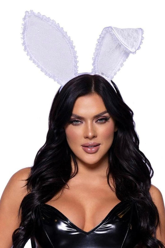 Ruffle Bunny Ears White - Curvynlingerie Plus Size 