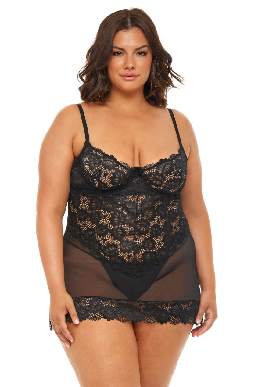 Page babydoll black - Curvynlingerie Plus Size 