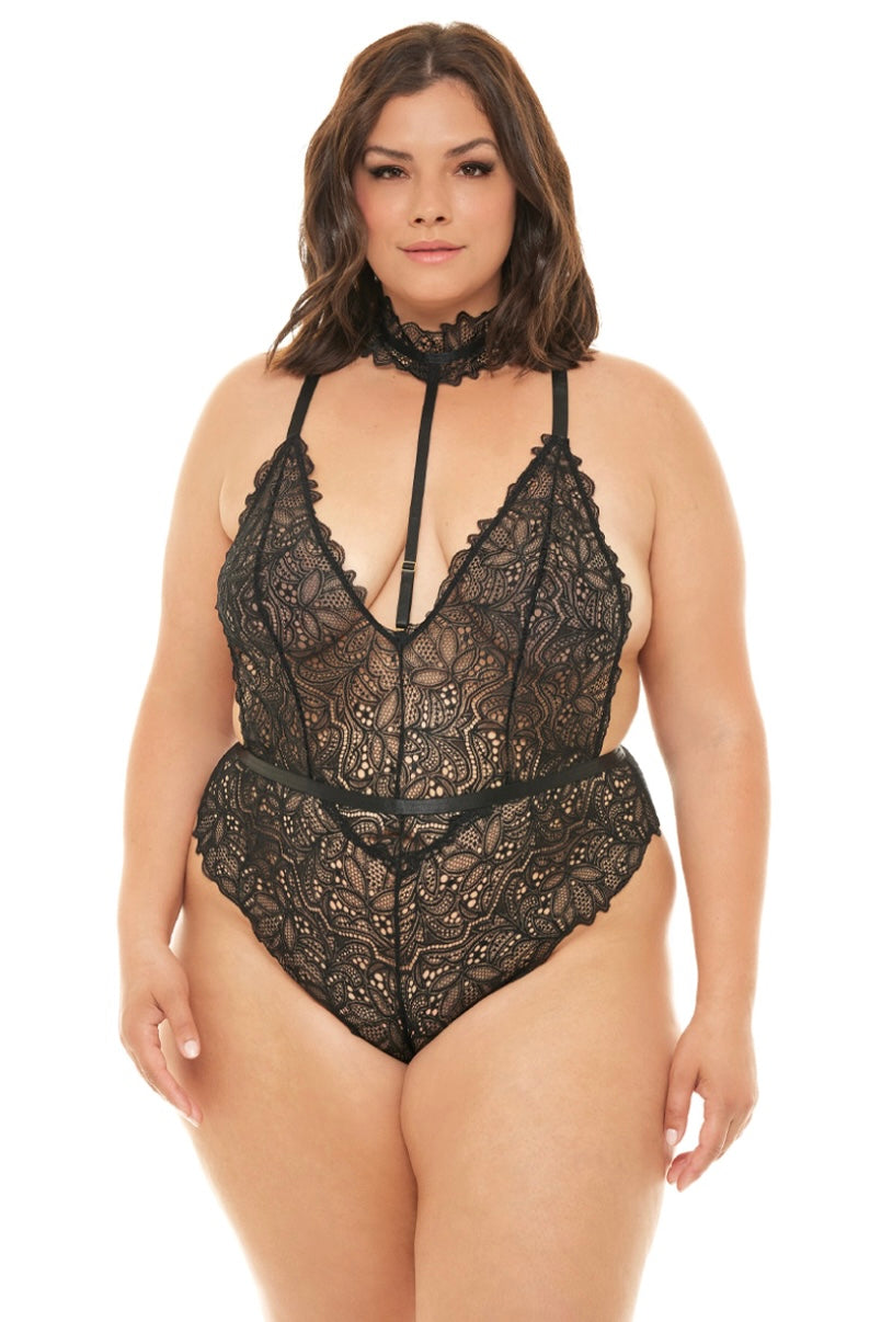 Dahlia Teddy black - Curvynlingerie Plus Size 