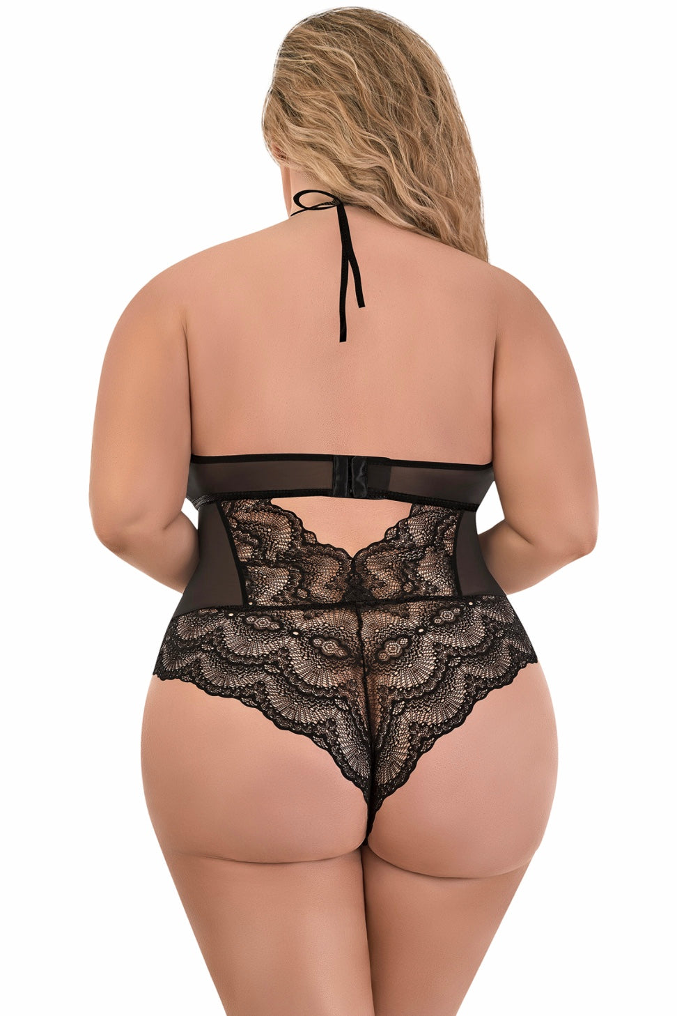 Teddy black with Snap Crotch - Curvynlingerie Plus Size 