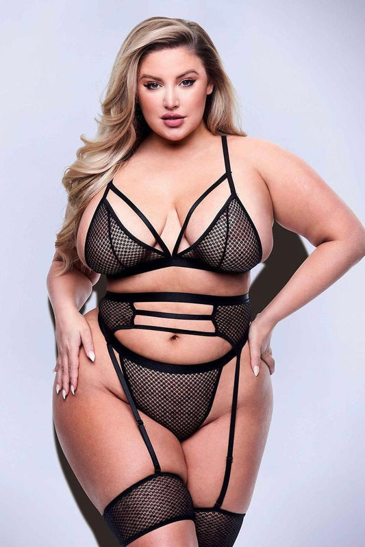 Three piece set black - Curvynlingerie Plus Size 