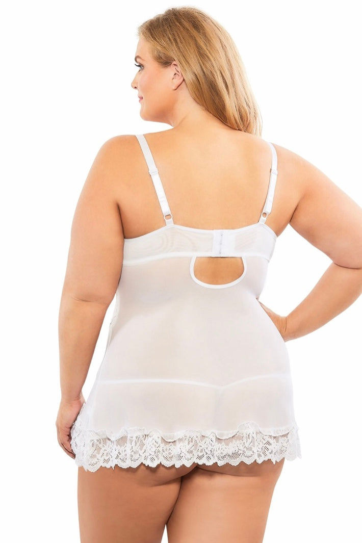 Valentine babydoll white - plus size babydoll - Curvynlingerie Plus Size 