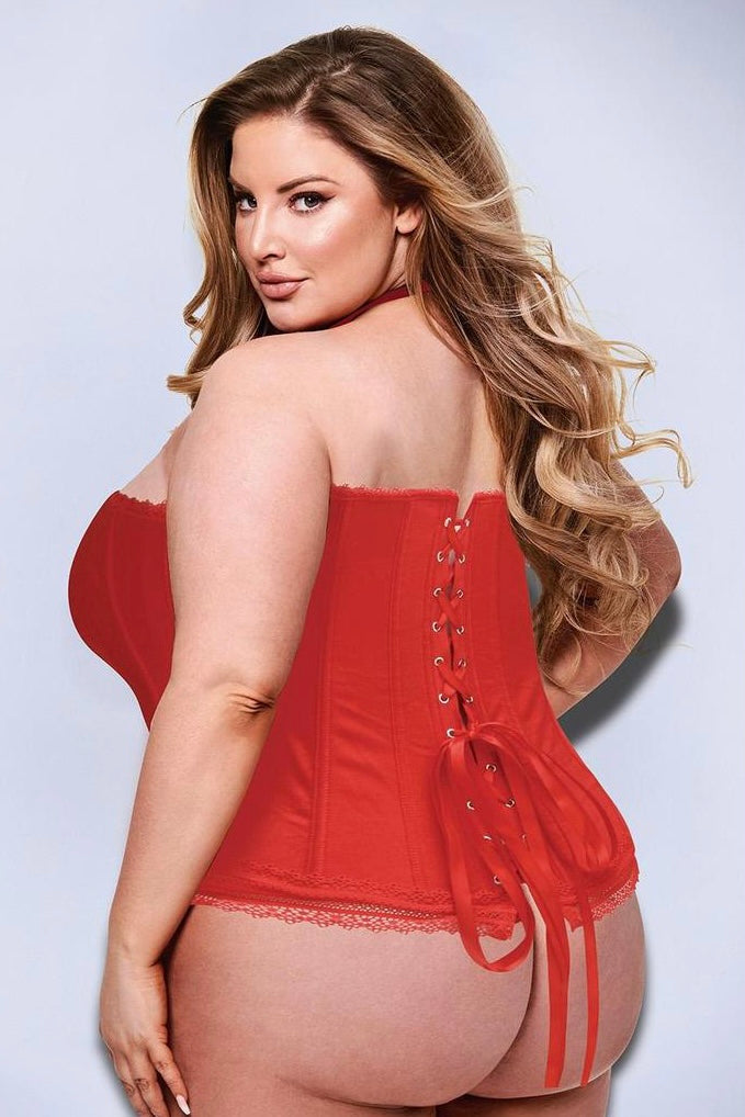 Corset Victoria red - Curvynlingerie Plus Size 