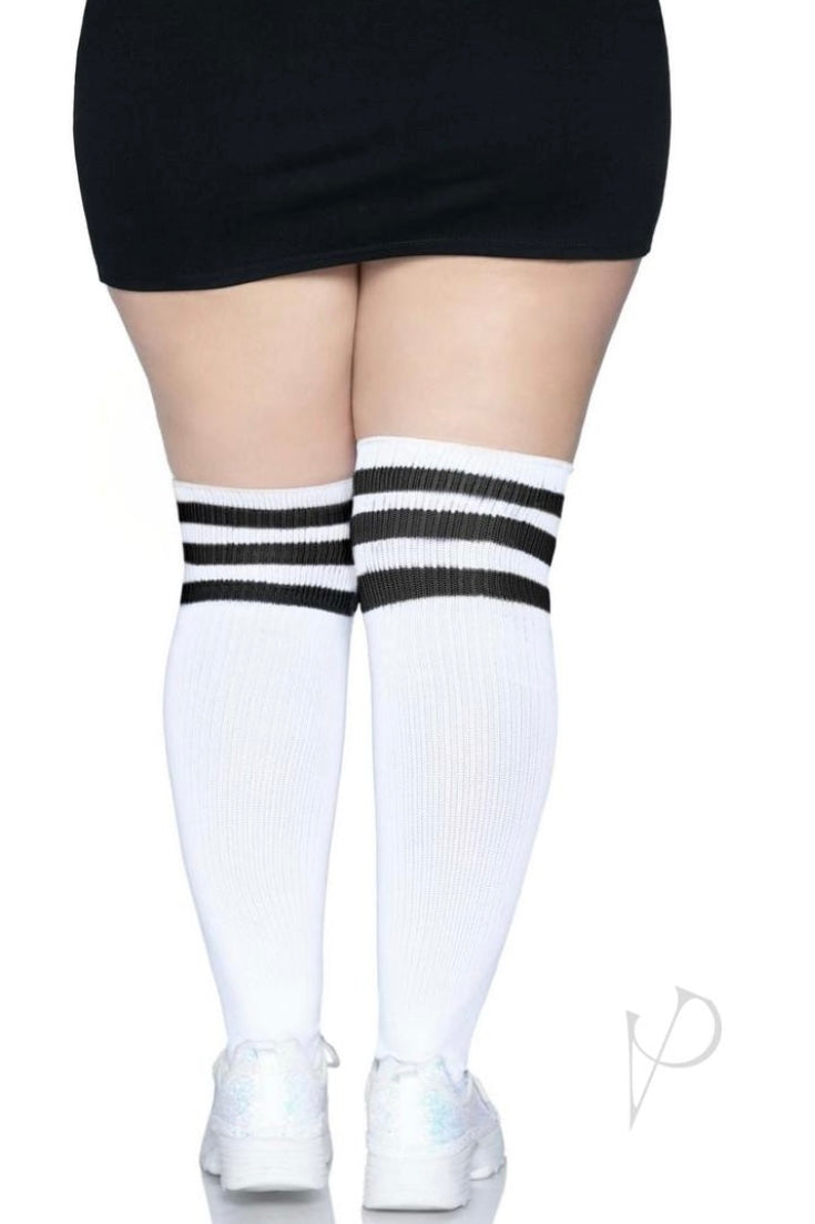 Athletic Socks White-Black - Curvynlingerie Plus Size 