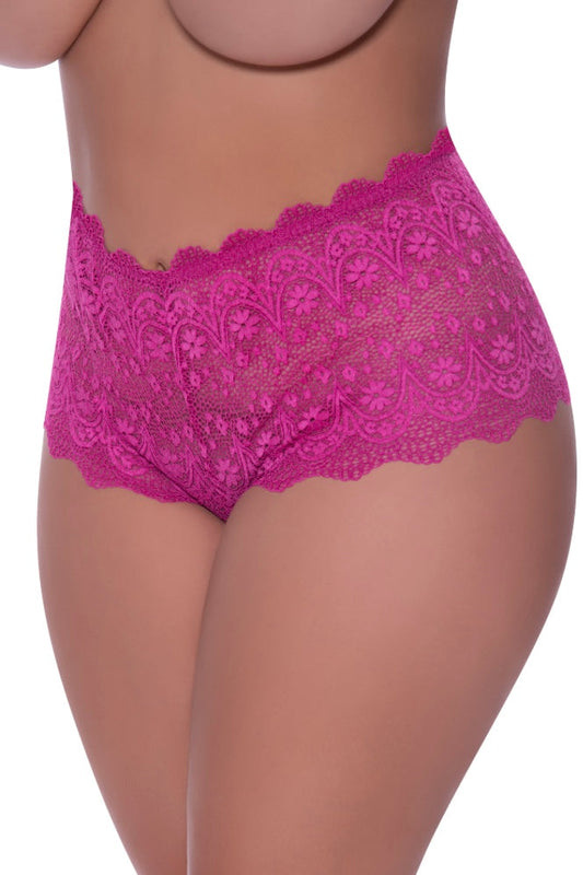 Split Crotch Lace Boy Short pink - Curvynlingerie Plus Size 