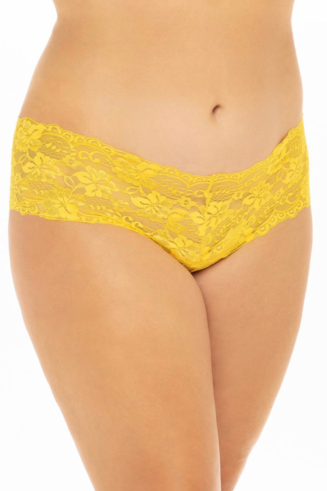 Kiss boyshort yellow - Curvynlingerie Plus Size 