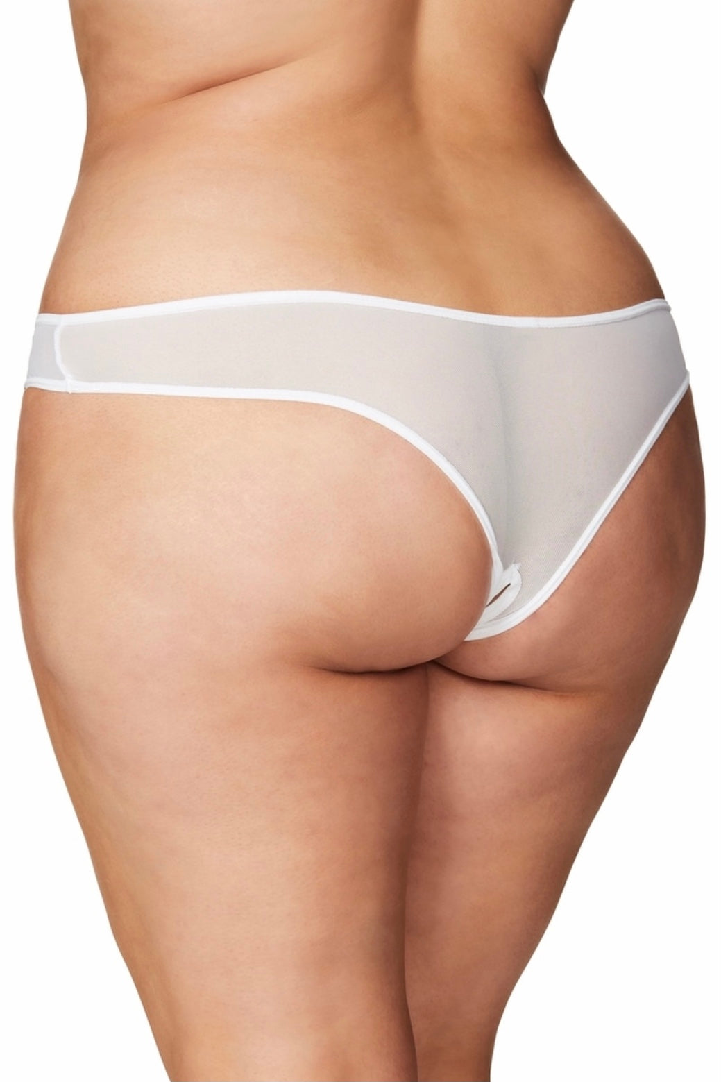 Crotchless Pearl Panty white - Curvynlingerie Plus Size 