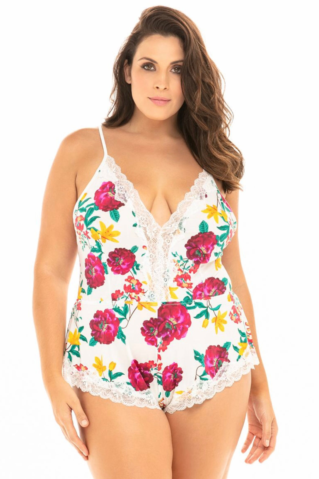 Floral printed romper - Curvynlingerie Plus Size 