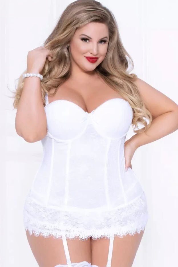 Victorian lace Bustier white - Curvynlingerie Plus Size 