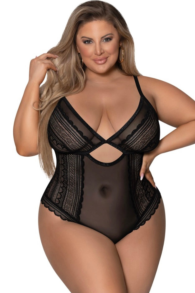 Cheeky teddy black - Curvynlingerie Plus Size 