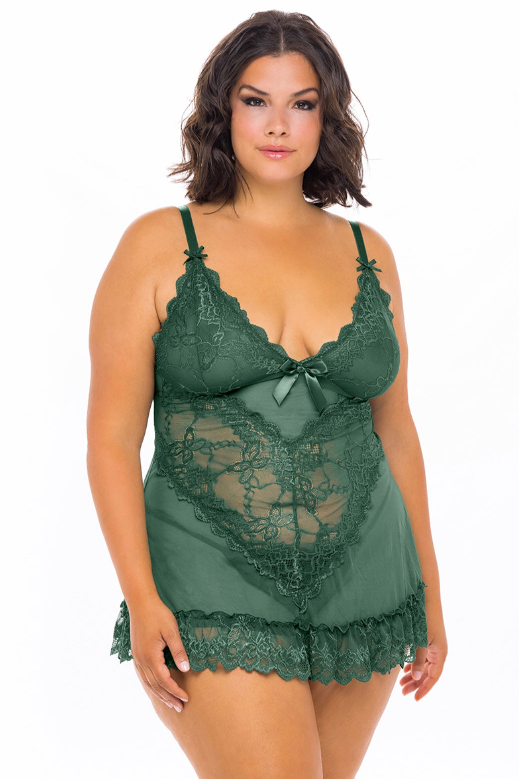 Valentine babydoll green - Curvynlingerie Plus Size 