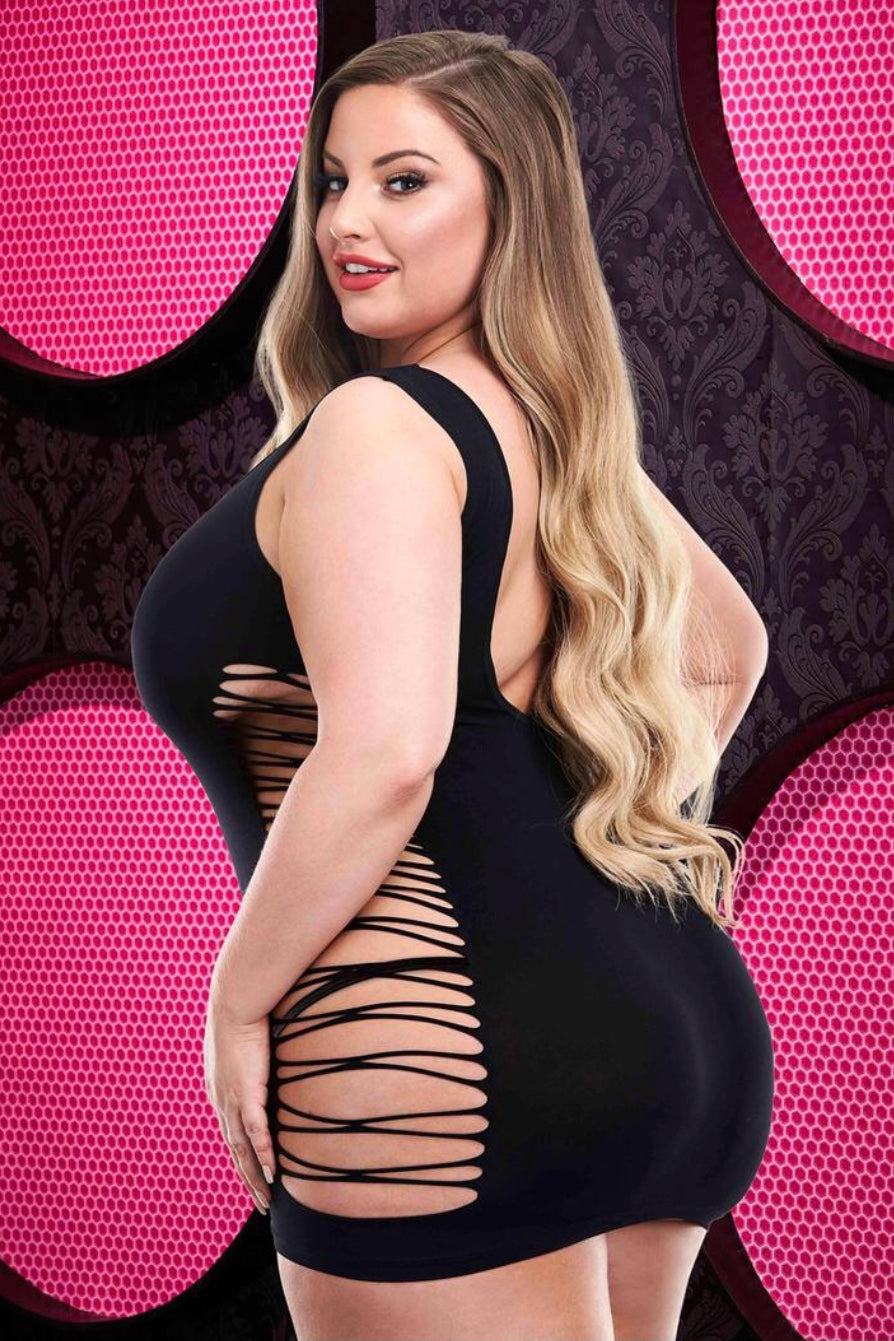 Criss cross Mini dress black - Curvynlingerie Plus Size 