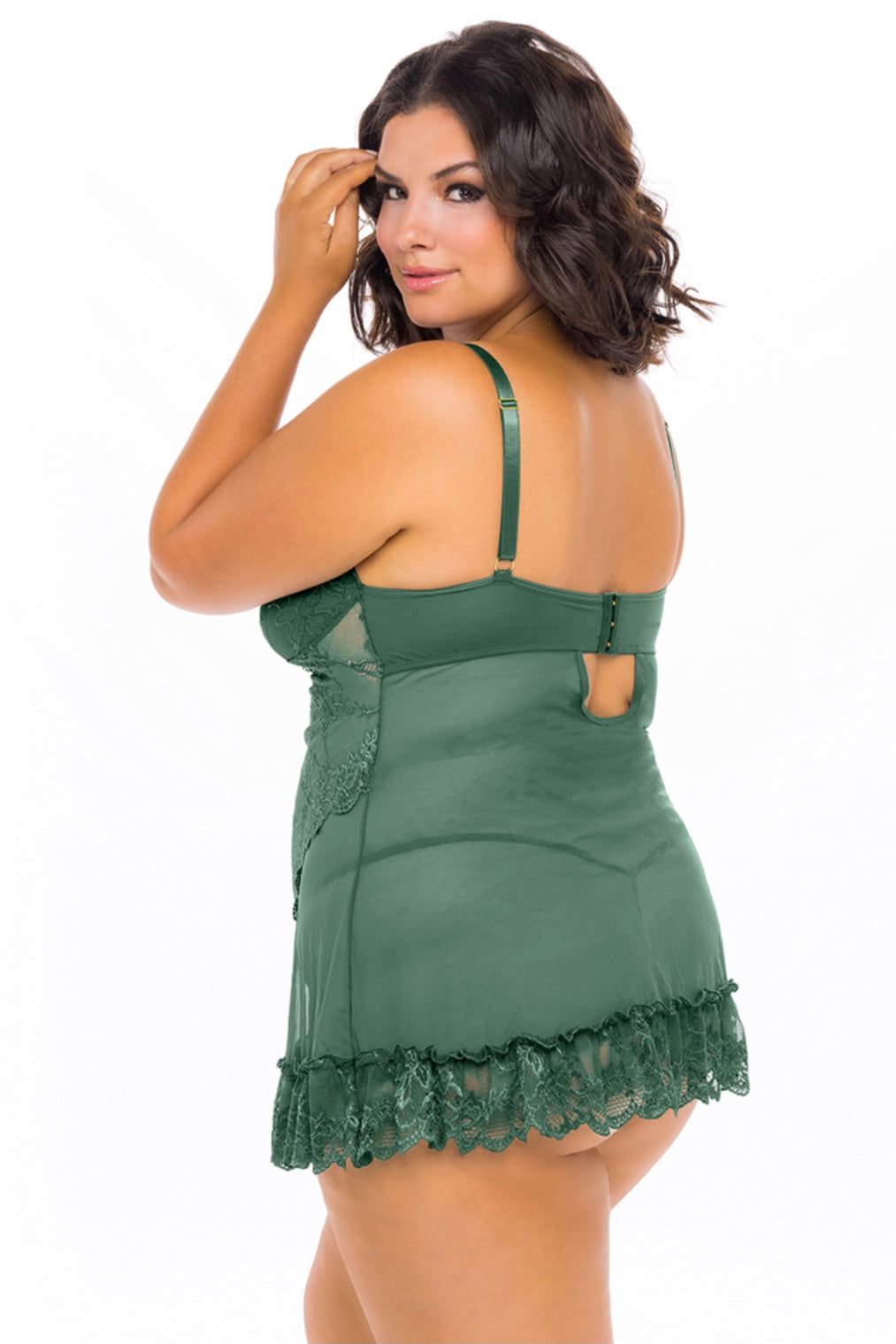 Valentine babydoll green - Curvynlingerie Plus Size 