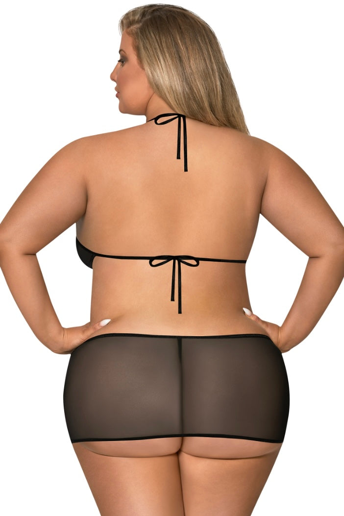 Cut Out Dress &amp; G-Set black - Curvynlingerie Plus Size 