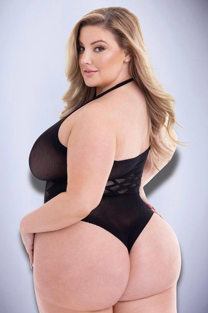 Plus size Jacquard bodysuit black