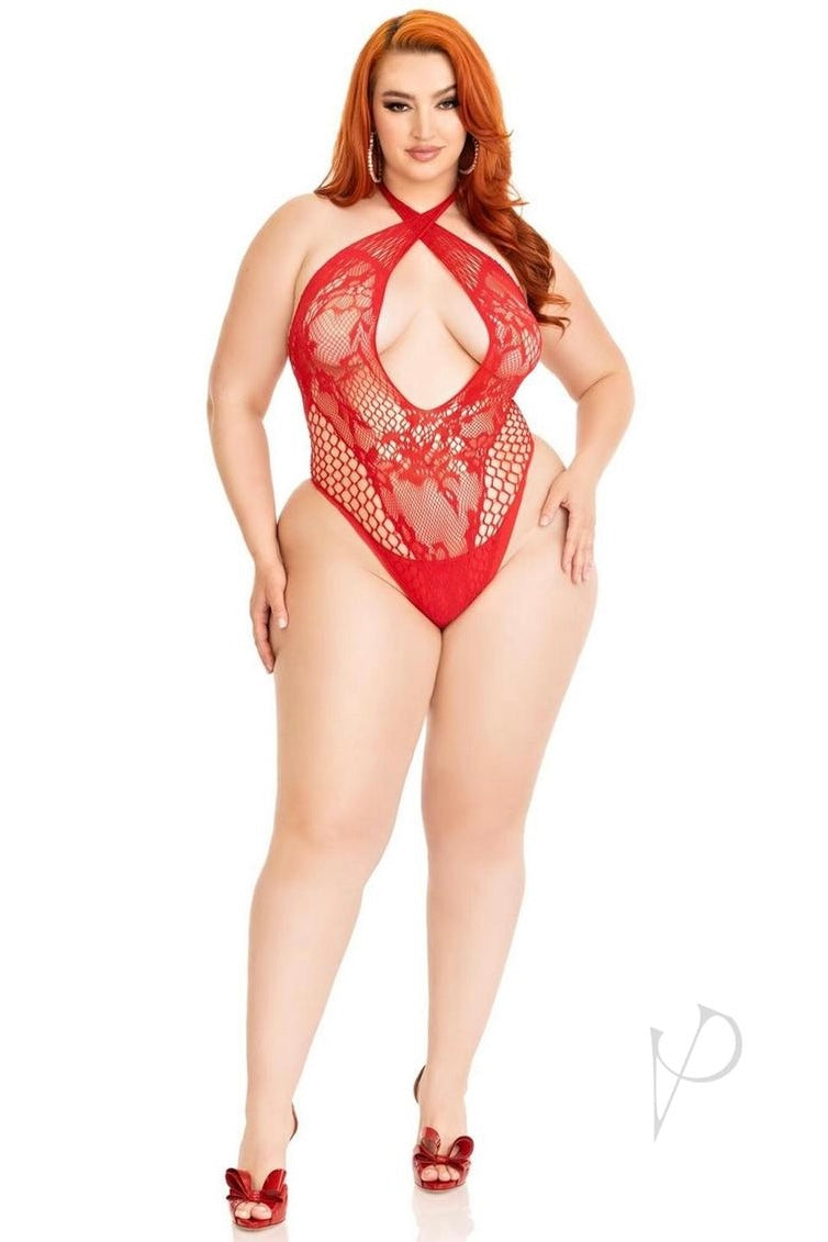 Plus size Halter teddy red