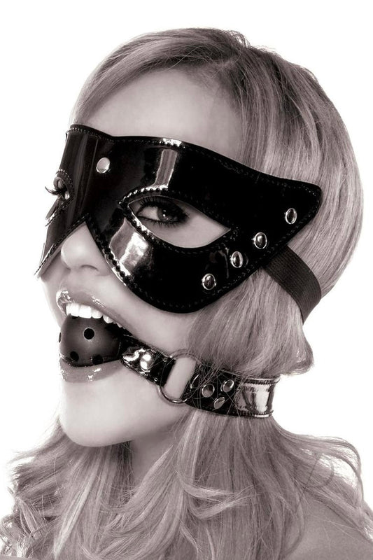 Mask & Ball Gag Set - Black