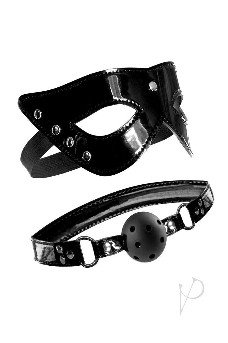 Mask & Ball Gag Set - Black